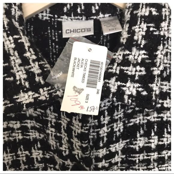 Chico’s Houndstooth Pattern Tweed Alicia Jacket Size L (16) - Picture 4 of 7